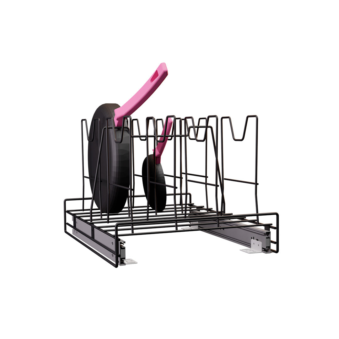 PORTA SARTENES RIEL A PISO PINTADO NEGRO CARBONO CIERRE LENTO