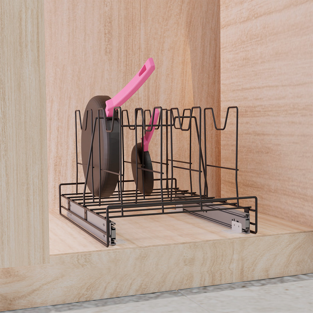 PORTA SARTENES RIEL A PISO PINTADO NEGRO CARBONO CIERRE LENTO