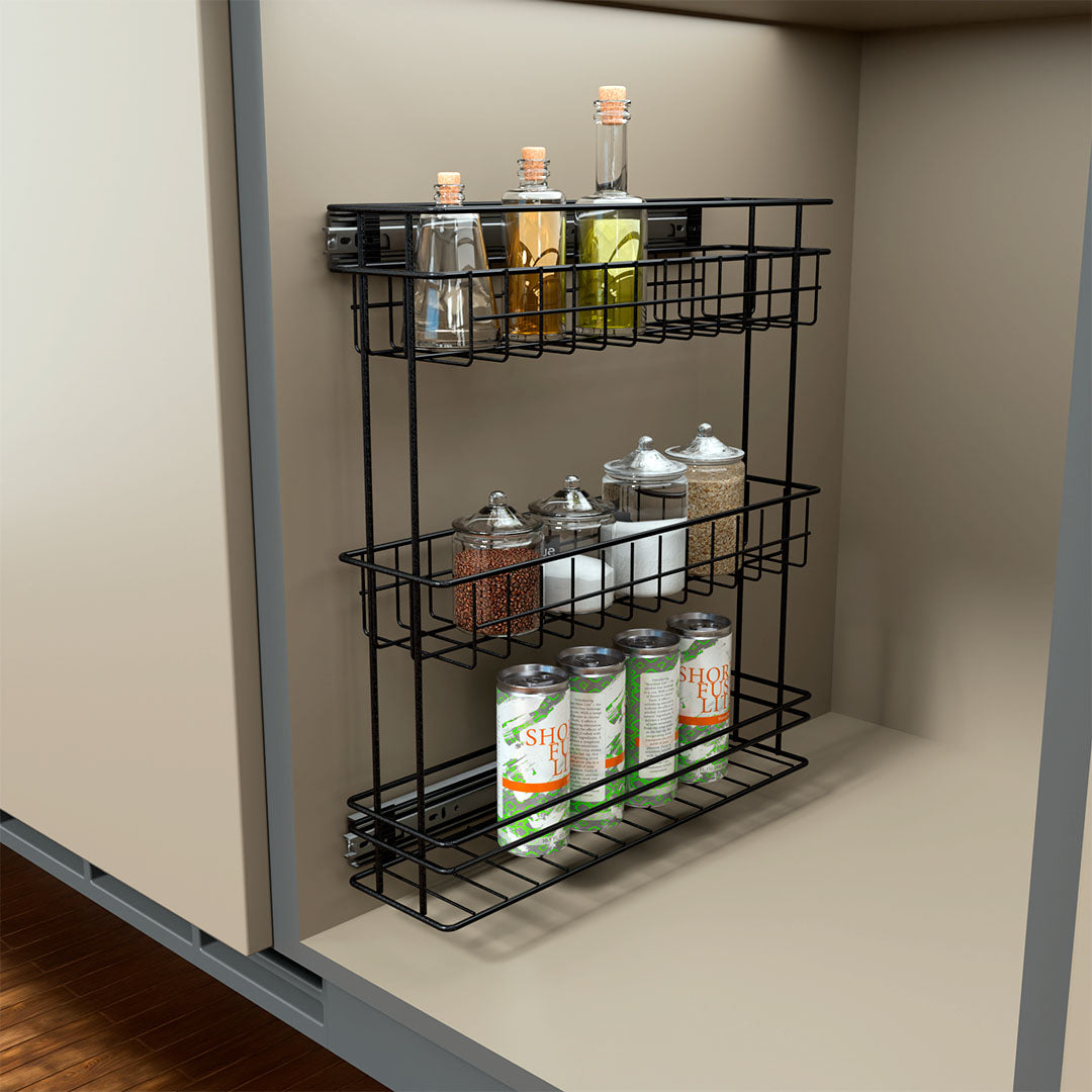 Aceitera 3 Niveles Mixta Pintado Negro Carbono Cierre Lento