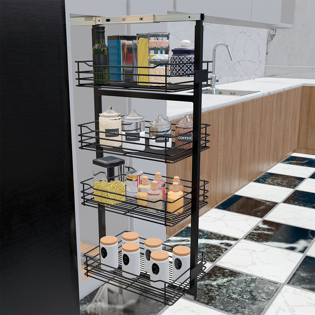 ALACENA SENCILLA PEQ.4 CANASTAS CIERRE LENTO. PINT. NEGRO CARBONO