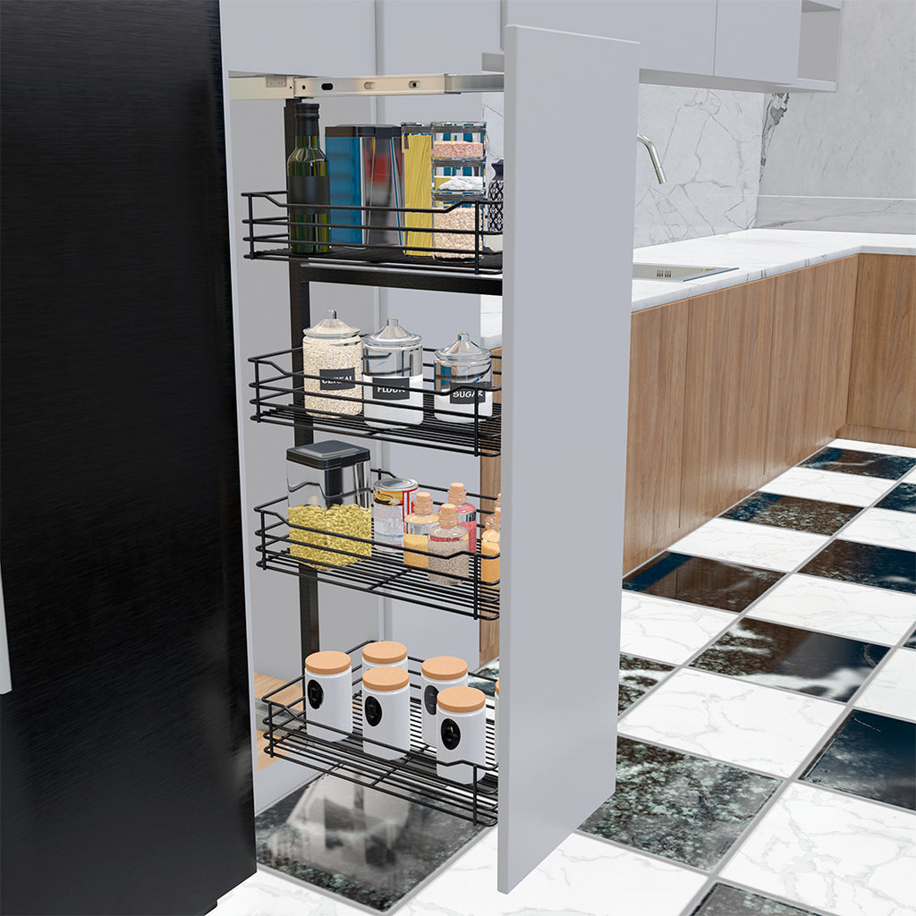 ALACENA SENCILLA PEQ.4 CANASTAS CIERRE LENTO. PINT. NEGRO CARBONO