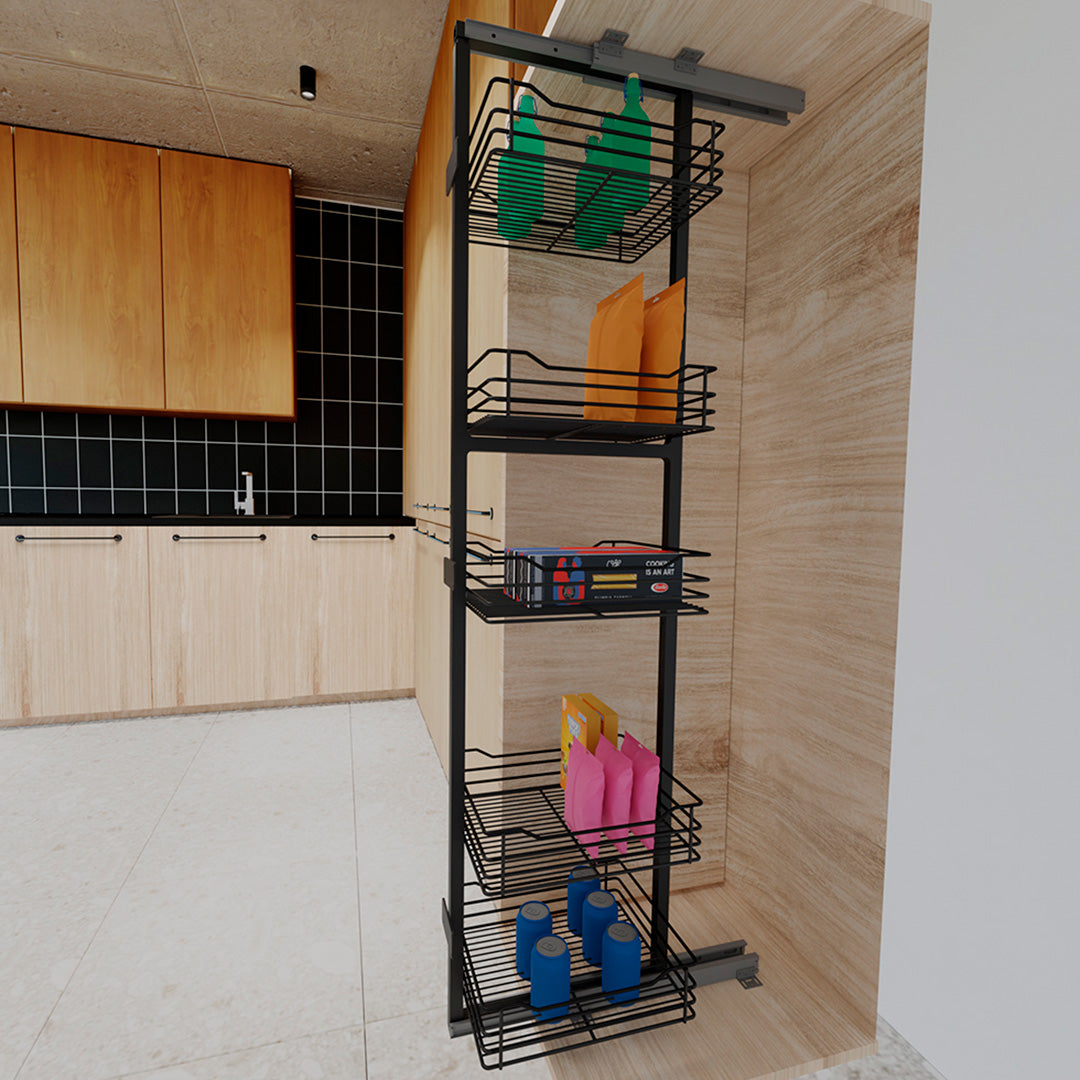 ALACENA SENCILLA GR. 5 CANASTAS CIERRE LENTO. PINT. NEGRO CARBONO