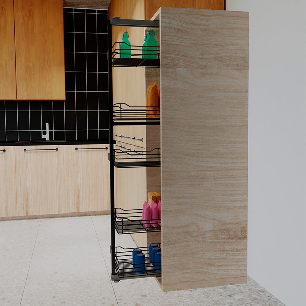 ALACENA SENCILLA GR. 5 CANASTAS CIERRE LENTO. PINT. NEGRO CARBONO