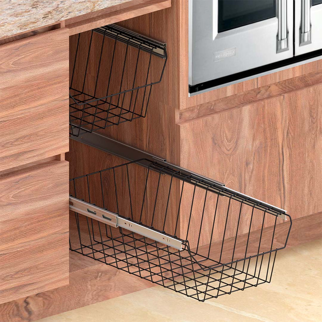 CANASTA CON RIEL EXTENSION 34.2X49X14CM CIERRE LENTO. PINT. NEGRO CARBONO