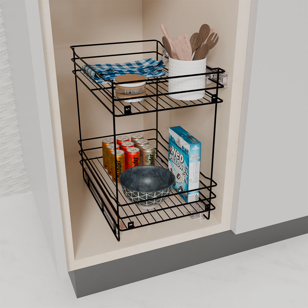 DESPENSA MUEBLE BAJO 2 NIV MOD 40 CIERRE LENTO. PINT. NEGRO CARBONO