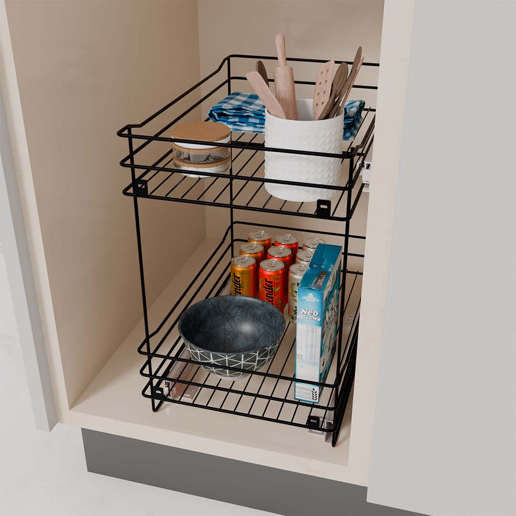 DESPENSA MUEBLE BAJO 2 NIV MOD 40 CIERRE LENTO. PINT. NEGRO CARBONO