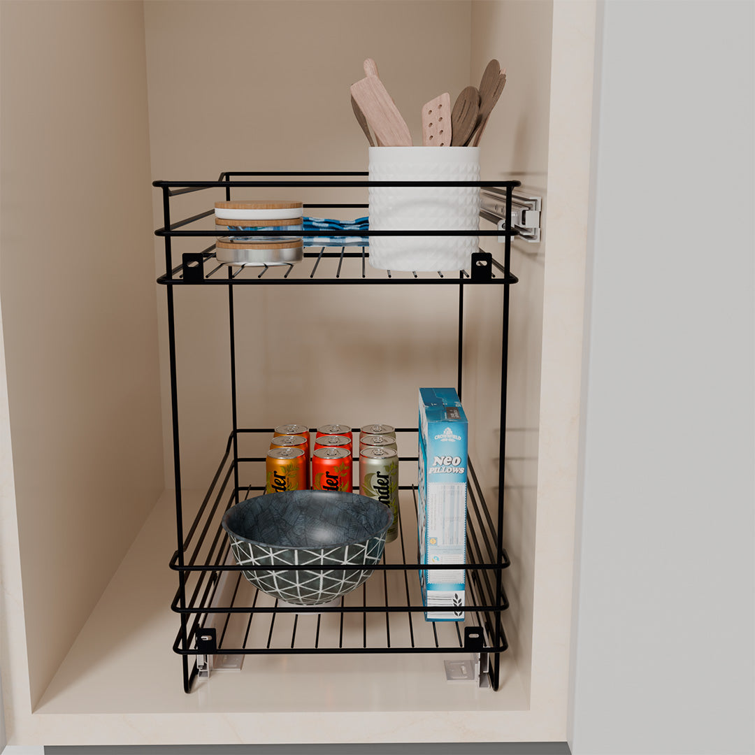 DESPENSA MUEBLE BAJO 2 NIV MOD 40 CIERRE LENTO. PINT. NEGRO CARBONO