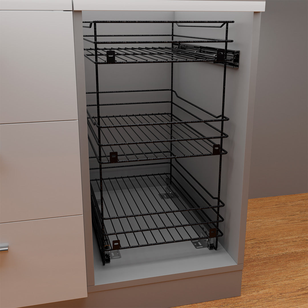 Despensa Mueble Bajo Gr.3N. Riel Al Piso Cierre Lento. Pint. Negro Carbono