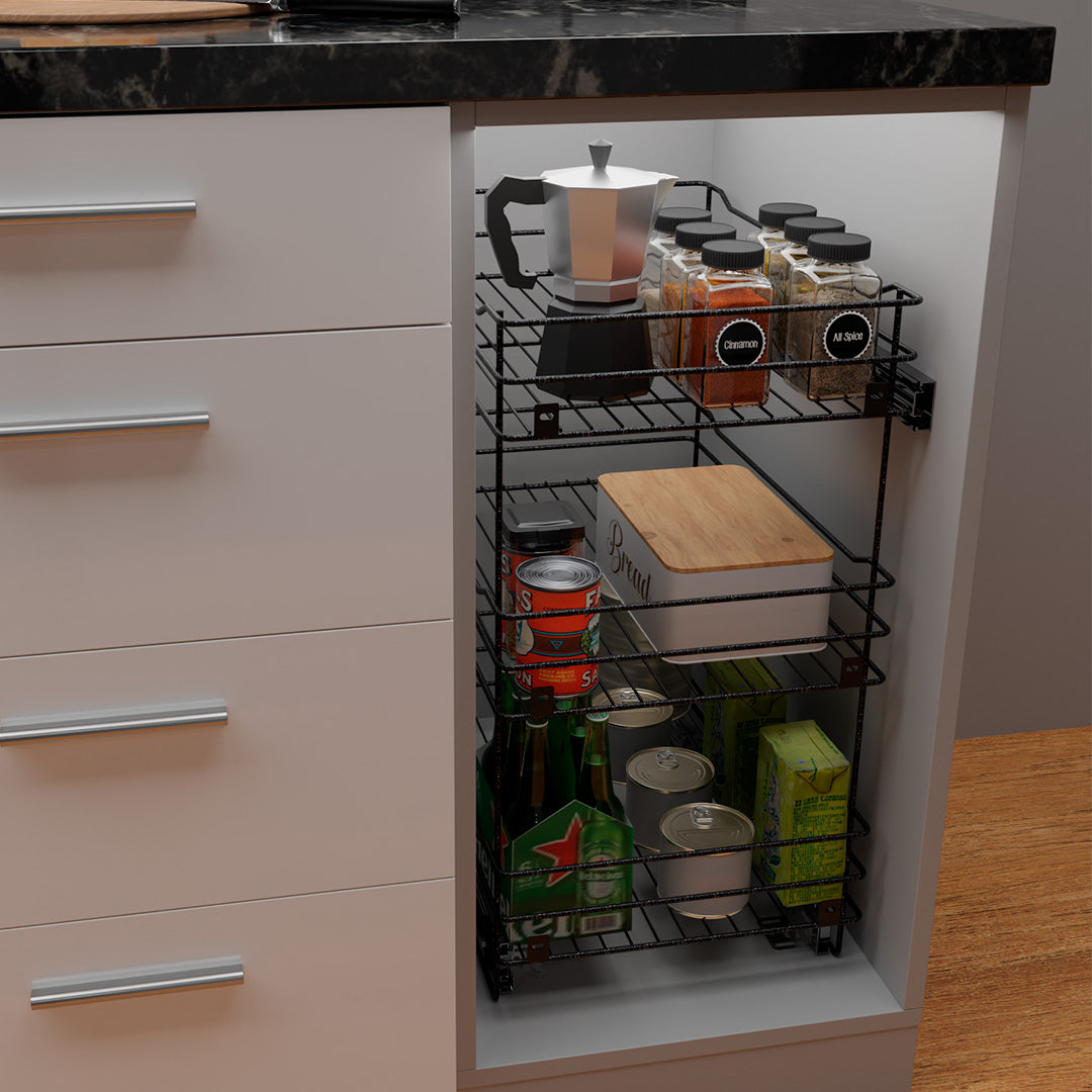 Despensa Mueble Bajo Gr.3N. Riel Al Piso Cierre Lento. Pint. Negro Carbono